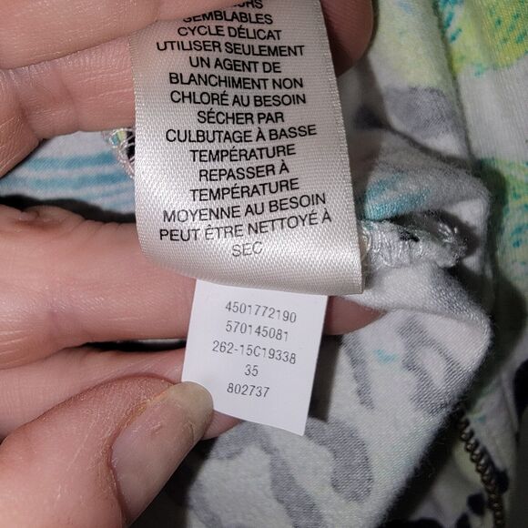 Weekends By Chicos Size 1 Medium Leopard Leaf Print Hooded Jacket Coastal Resort - Picture 8 of 8